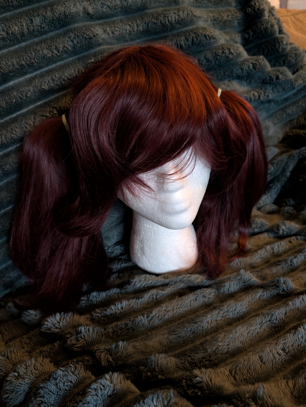 Arda Chibi Pigtail With 2 Clips Burgundy Wig with Side Bangs Rise Persona 4